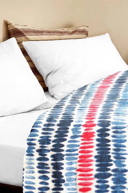The Baby Atelier_Red Organic Cotton Brushstroke Print Junior Bed Cover_Online_at_Aza_Fashions