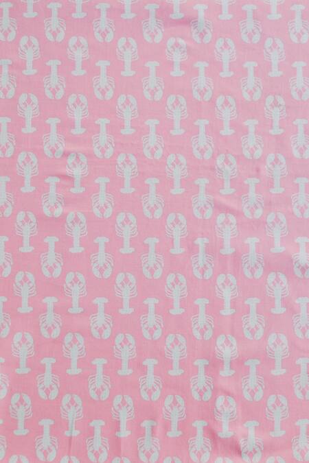Buy_The Baby Atelier_Pink Organic Cotton Crab Print Junior Bed Cover _Online_at_Aza_Fashions