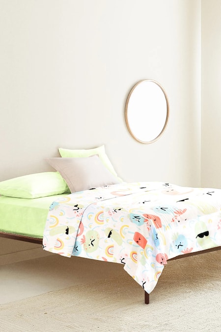 The Baby Atelier Multi Color Organic Cotton Rainbow Vegetables Print Junior Bed Cover 