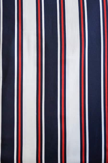 Buy_The Baby Atelier_Blue Organic Cotton Stripe Print Junior Bed Cover_Online_at_Aza_Fashions
