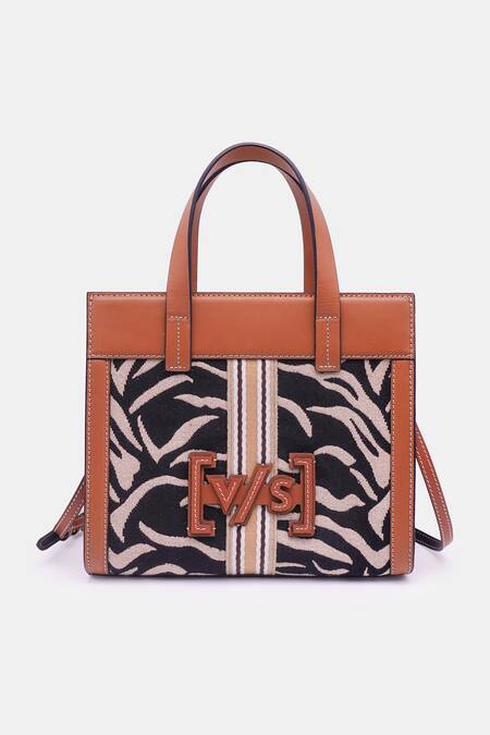 Versuhz_Multi Color Zebra Jacquard Woven Tote Bag _Online_at_Aza_Fashions