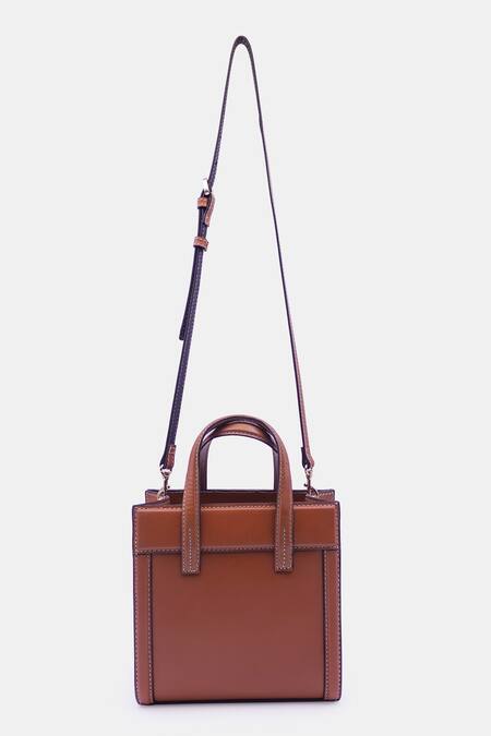 Versuhz_Blue Leather Denim Mini Tote Bag _Online_at_Aza_Fashions