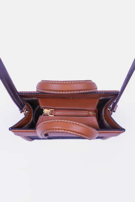 Shop_Versuhz_Blue Leather Denim Mini Tote Bag _Online_at_Aza_Fashions