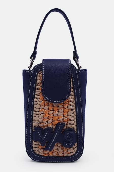 Shop_Versuhz_Beige Leather Trimmed Raffia Clutch Bag _at_Aza_Fashions