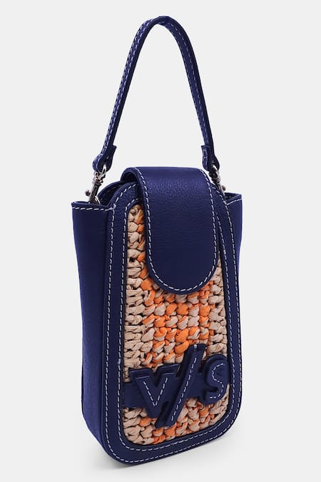 Buy_Versuhz_Beige Leather Trimmed Raffia Clutch Bag _Online_at_Aza_Fashions