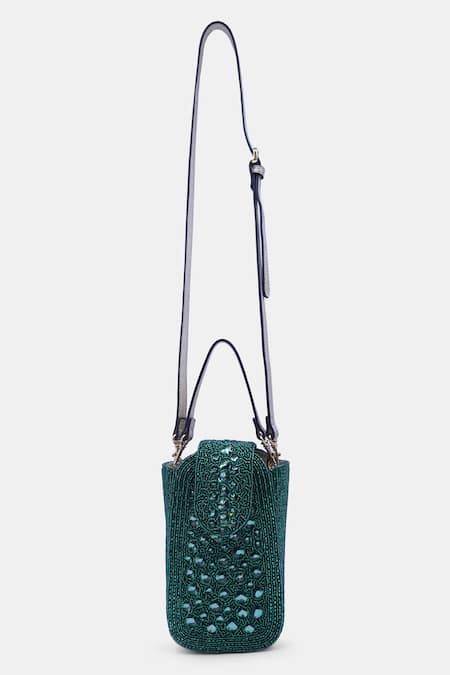 Shop_Versuhz_Green Crystal Embellished Clutch _at_Aza_Fashions