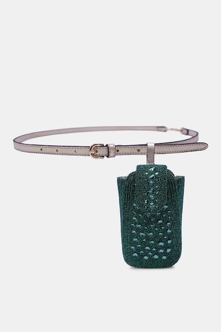 Buy_Versuhz_Green Crystal Embellished Clutch _Online_at_Aza_Fashions