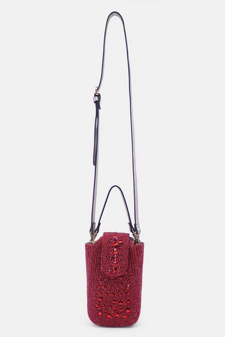 Shop_Versuhz_Maroon Crystal Stone Embellished Clutch _at_Aza_Fashions
