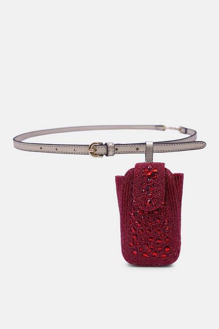 Buy_Versuhz_Maroon Crystal Stone Embellished Clutch _Online_at_Aza_Fashions