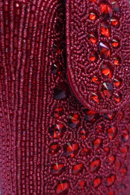Versuhz_Maroon Crystal Stone Embellished Clutch _at_Aza_Fashions