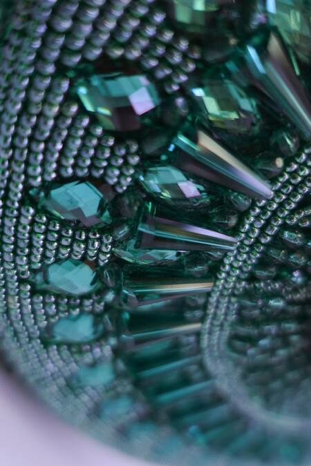 Buy_Versuhz_Emerald Green Glass And Stone Embellished Clutch _Online_at_Aza_Fashions