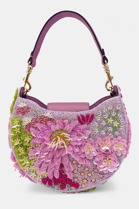 Shop_Versuhz_Purple Sequin Flower Embellished Clutch _at_Aza_Fashions