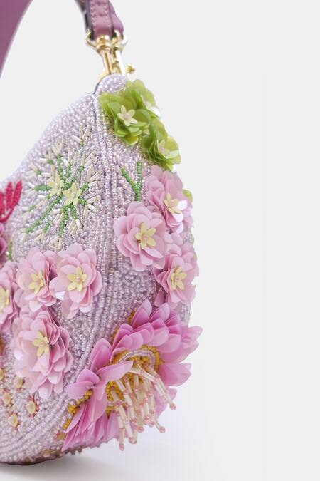 Buy_Versuhz_Purple Sequin Flower Embellished Clutch _Online_at_Aza_Fashions