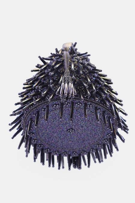Versuhz_Purple Cutdana Porcupine Hand Embellished Potli _Online_at_Aza_Fashions