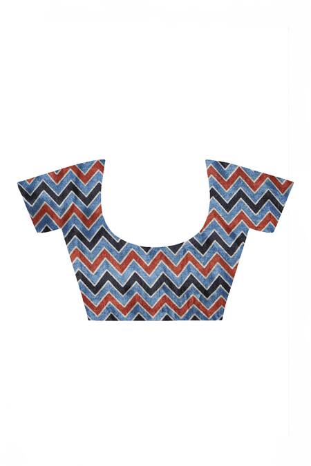 Geroo Jaipur_Purple Modal, Silk Wave Bandhani Pattern Saree With Unstitched Blouse Piece _Online_at_Aza_Fashions