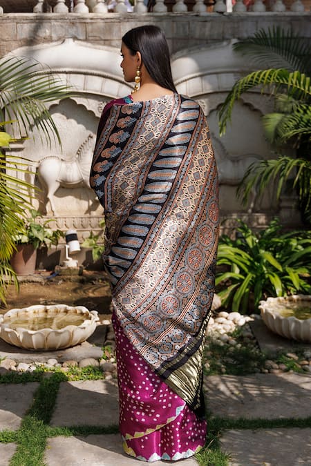 Geroo Jaipur Bandhani Pattern Saree With Unstitched Blouse Piece 