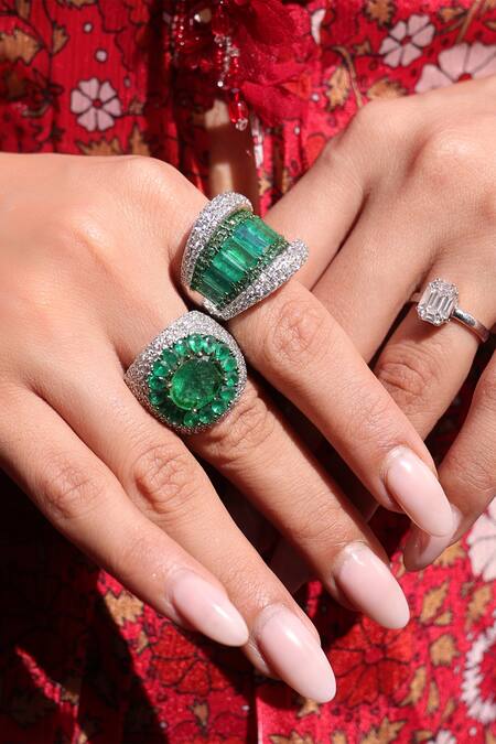 Awigna_Red Organza, Chiffon Embroidery, Prerna Printed Peplum Top And Sharara Set_at_Aza_Fashions