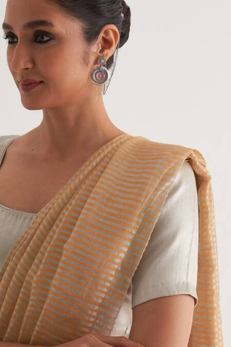 Buy Five Point Five Maroon Tissue, Linen Damini Stripe Pattern Saree With Unstitched Blouse Piece Online at Aza Fashions Buy_Five Point Five_Maroon Tissue, Linen Damini Stripe Pattern Saree With Unstitched Blouse Piece _Online_at_Aza_Fashions