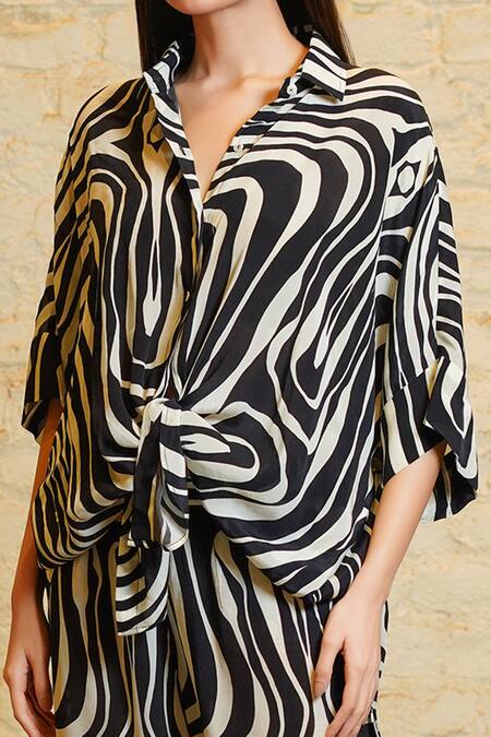 Buy Sajeda A Lehry Black Silk, Crepe Tassels, Metallic Thread Athena Stripe Print Tunic And Pant Set Online at Aza Fashions Buy_Sajeda A Lehry_Black Silk, Crepe Tassels, Metallic Thread Athena Stripe Print Tunic And Pant Set_Online_at_Aza_Fashions