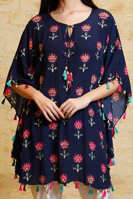 Buy Sajeda A Lehry Blue Silk Tassels, Sequins Mirror Embroidered Kaftan Kurta And Dhoti Pant Set Online at Aza Fashions Buy_Sajeda A Lehry_Blue Silk Tassels, Sequins Mirror Embroidered Kaftan Kurta And Dhoti Pant Set _Online_at_Aza_Fashions