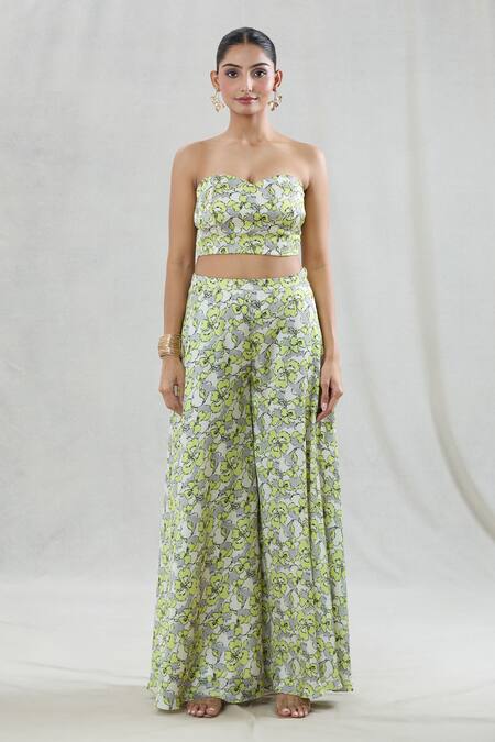 Buy Swati Wadhwani Couture Green Georgette, Satin Sequins Rooh Abstract Print Sharara Set With Cape Online at Aza Fashions Buy_Swati Wadhwani Couture_Green Georgette, Satin Sequins Rooh Abstract Print Sharara Set With Cape _Online_at_Aza_Fashions