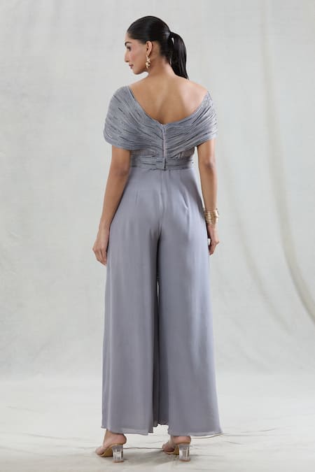 Swati Wadhwani Couture Gala Draped Embroidered Jumpsuit 