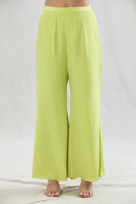 Swati Wadhwani Couture Green Crepe, Satin Diana Printed Cape With Pant at Aza Fashions Swati Wadhwani Couture_Green Crepe, Satin Diana Printed Cape With Pant _at_Aza_Fashions