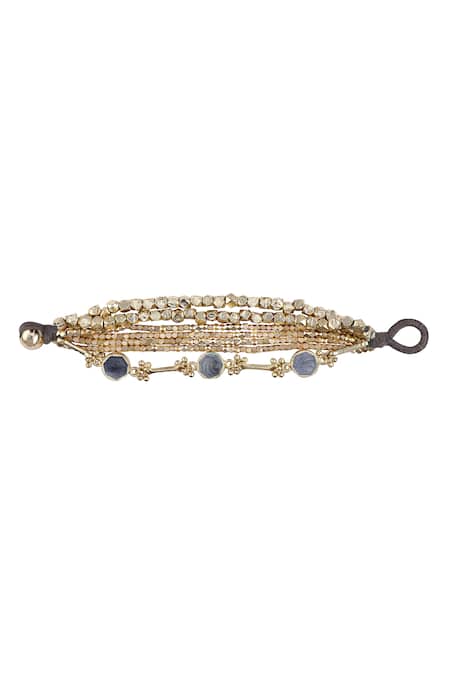 Shop House Of Tuhina Gold Plated Beads Multi Layered Bracelet at Aza Fashions Shop_House Of Tuhina_Gold Plated Beads Multi Layered Bracelet _at_Aza_Fashions
