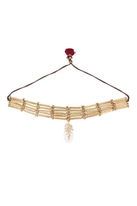 House Of Tuhina Quartz Stone Embellished Necklace 