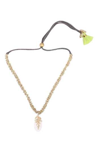 Shop House Of Tuhina Grey Leaf Stone Embellished Choker at Aza Fashions Shop_House Of Tuhina_Grey Leaf Stone Embellished Choker _at_Aza_Fashions