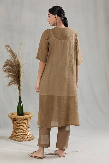 Buy Banana Labs Green Cotton Round Neck Striped Print Kurta And Pant Set Online at Aza Fashions Buy_Banana Labs_Green Cotton Round Neck Striped Print Kurta And Pant Set _Online_at_Aza_Fashions