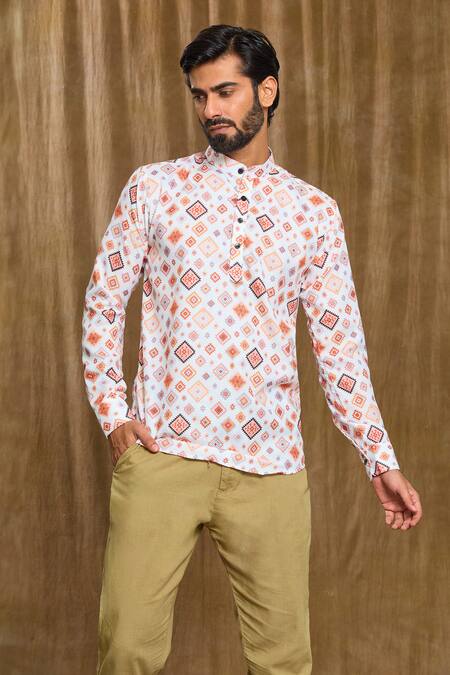Buy_Arihant Rai Sinha_Multi Color Cotton Geometric Print Shirt _Online_at_Aza_Fashions