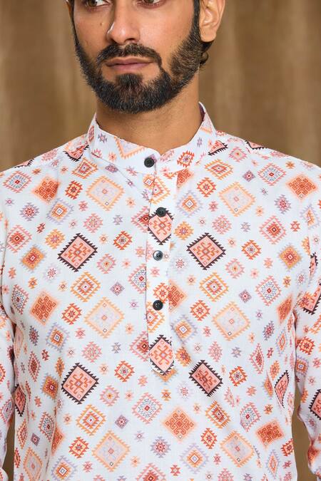 Shop_Arihant Rai Sinha_Multi Color Cotton Geometric Print Shirt _Online_at_Aza_Fashions