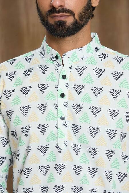 Aryavir Malhotra Multi Color Cotton Geometric Print Full Sleeve Shirt Online at Aza Fashions Aryavir Malhotra_Multi Color Cotton Geometric Print Full Sleeve Shirt_Online_at_Aza_Fashions