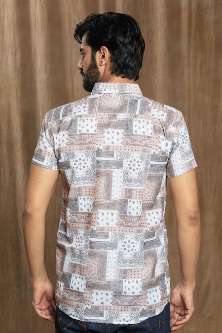 Shop Aryavir Malhotra Multi Color Cotton Embroidery Abstract Paisley Print Shirt at Aza Fashions Shop_Aryavir Malhotra_Multi Color Cotton Embroidery Abstract Paisley Print Shirt_at_Aza_Fashions