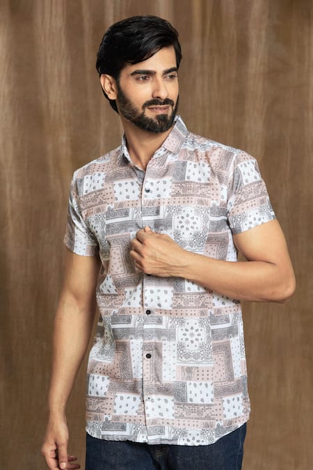 Buy Aryavir Malhotra Multi Color Cotton Embroidery Abstract Paisley Print Shirt Online at Aza Fashions Buy_Aryavir Malhotra_Multi Color Cotton Embroidery Abstract Paisley Print Shirt_Online_at_Aza_Fashions
