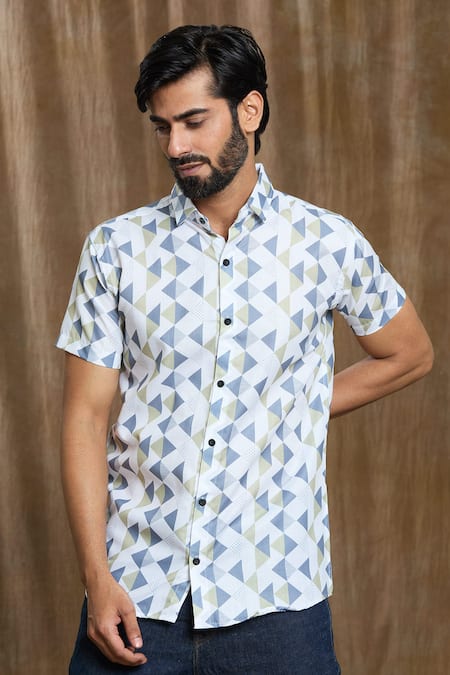 Buy_Arihant Rai Sinha_Multi Color Cotton Diamond Print Shirt _Online_at_Aza_Fashions