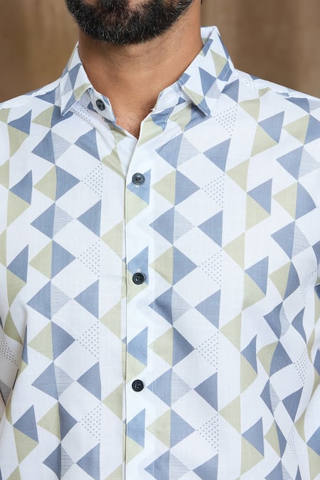 Shop_Arihant Rai Sinha_Multi Color Cotton Diamond Print Shirt _Online_at_Aza_Fashions