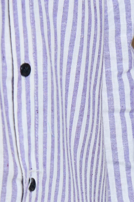 Shop Aryavir Malhotra Grey Cotton Full Sleeve Stripe Print Shirt Online at Aza Fashions Shop_Aryavir Malhotra_Grey Cotton Full Sleeve Stripe Print Shirt_Online_at_Aza_Fashions