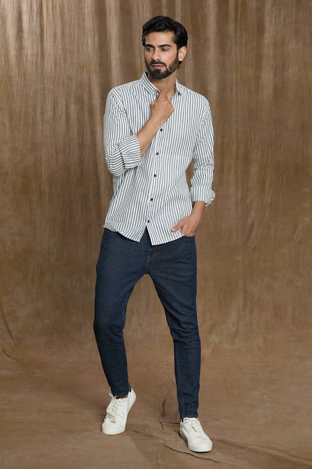 Arihant Rai Sinha Vertical Stripe Print Shirt 