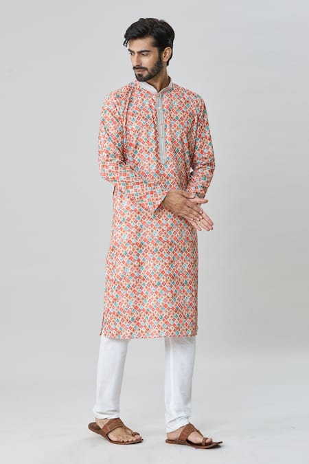 Arihant Rai Sinha Multi Color Cotton Embroidery Floral Pattern Kurta And Churidar Set at Aza Fashions Arihant Rai Sinha_Multi Color Cotton Embroidery Floral Pattern Kurta And Churidar Set_at_Aza_Fashions