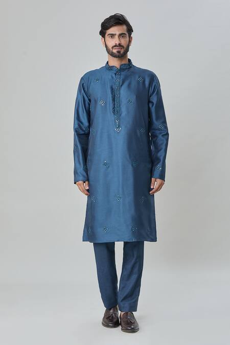 Arihant Rai Sinha Blue , Satin, Cotton Sequins, Mirrors, Sherwani With Kurta Set Online at Aza Fashions Arihant Rai Sinha_Blue , Satin, Cotton Sequins, Mirrors, Sherwani With Kurta Set_Online_at_Aza_Fashions