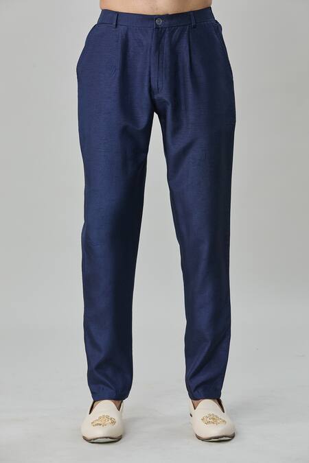 Buy_Arihant Rai Sinha_Blue Velvet, Cotton Embroidery Floral Sherwani Pant Set