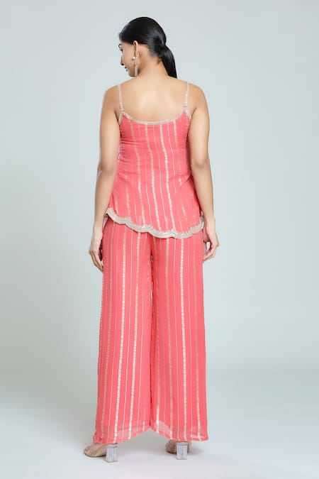 Naintara Bajaj Woven Stripe Tunic & Flared Pant Set 