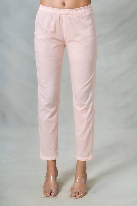 Buy_Naintara Bajaj_Peach Georgette, Cotton Gota Patti Solid Anarkali Set With Embellished Dupatta