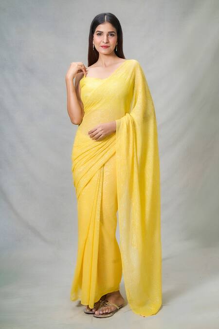 Buy Naintara Bajaj Yellow Lurex Shimmery Saree With Blouse Online at Aza Fashions Buy_Naintara Bajaj_Yellow Lurex Shimmery Saree With Blouse_Online_at_Aza_Fashions