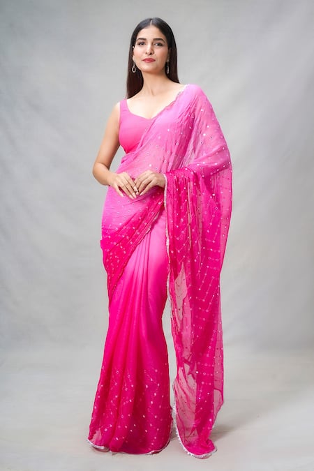 Samyukta Singhania Mirror Work Ombre Saree 