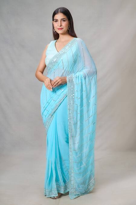 Buy Samyukta Singhania Blue Mirrors Wave Embroidered Saree Online at Aza Fashions Buy_Samyukta Singhania_Blue Mirrors Wave Embroidered Saree_Online_at_Aza_Fashions