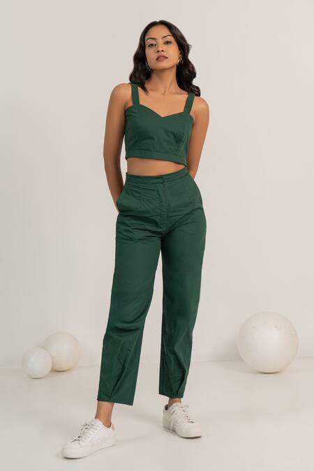 Kritika Madan Label Green Cotton Printed Abstract Collared Long Shirt Pant Set Online at Aza Fashions Kritika Madan Label_Green Cotton Printed Abstract Collared Long Shirt Pant Set_Online_at_Aza_Fashions