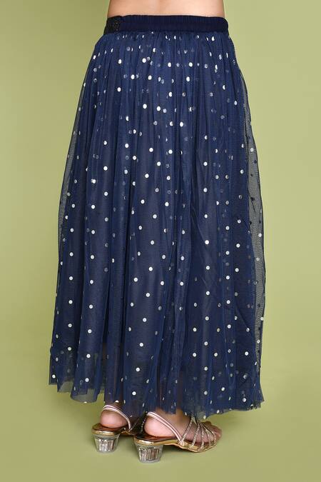 Shop_Petite Pomme_Blue Net Navy Polka Dot Top And Skirt Set